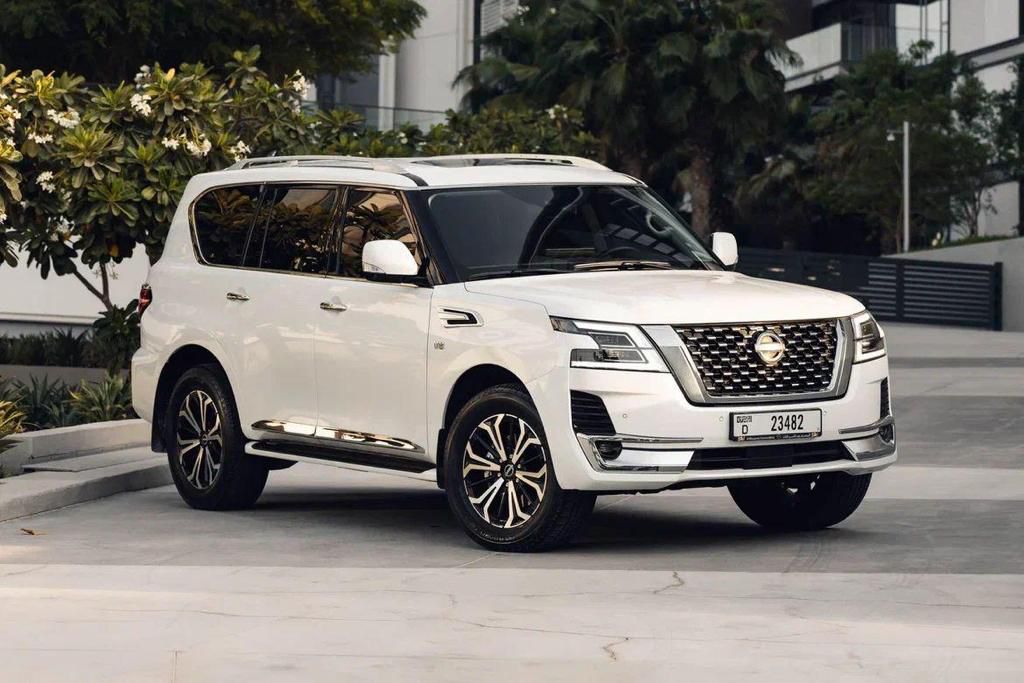 Nissan Patrol 2023 – White Edition | Luxury SUV Rental in Dubai